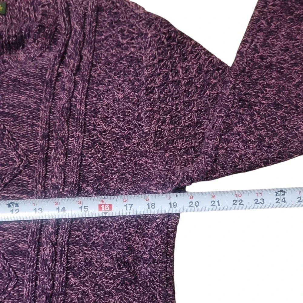Cabelas Purple Marled Cable‎ Knit Sweater Women Medium 100% Cotton Pullover